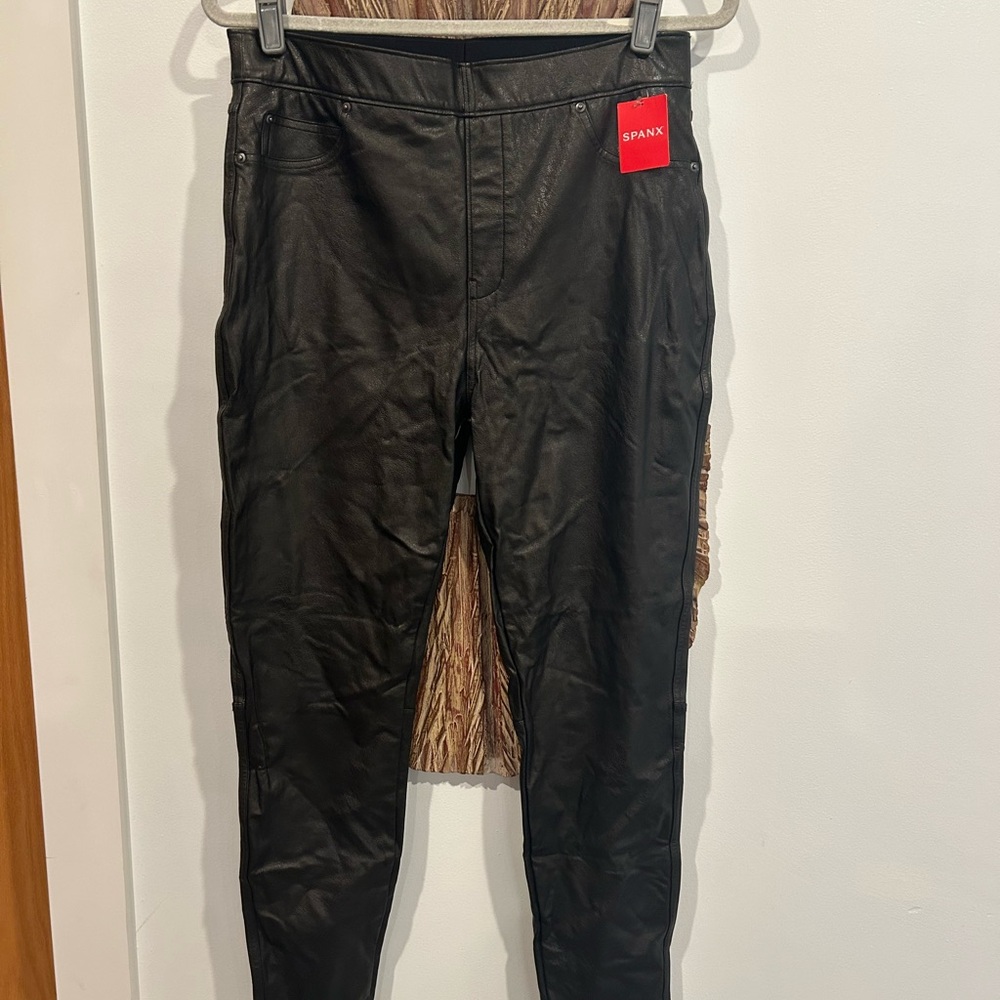 SPANX Black Leather-Like Skinny Leggings